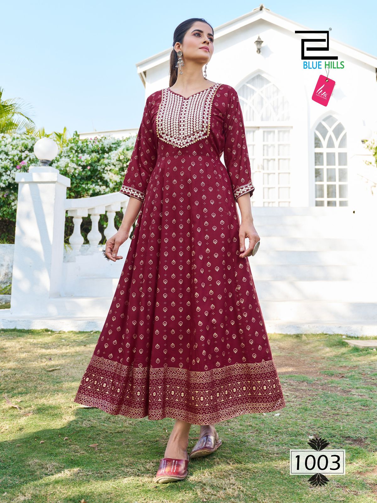 Block Buster By Blue Hills Rayon Foil Print Anarkali Kurtis Wholesale Suppliers In Mumbai
